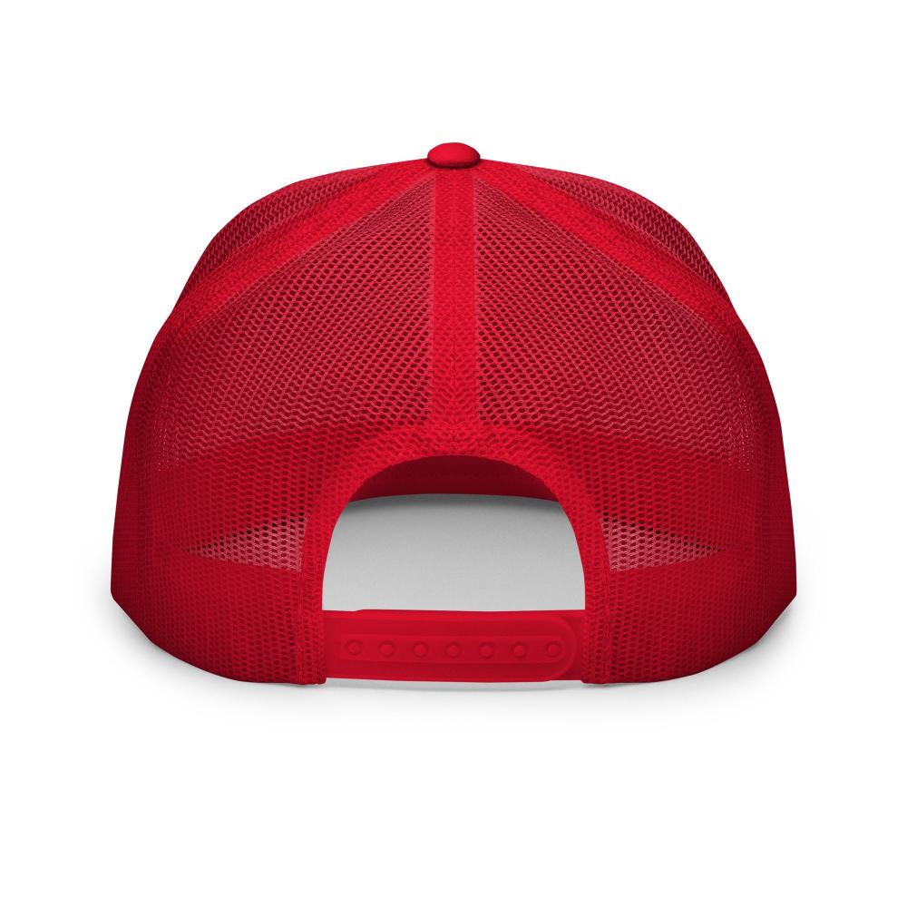 Gemini Zodiac Embroidered Flat Bill Trucker Hat - Red/White/Red Color - https://ascensionemporium.net